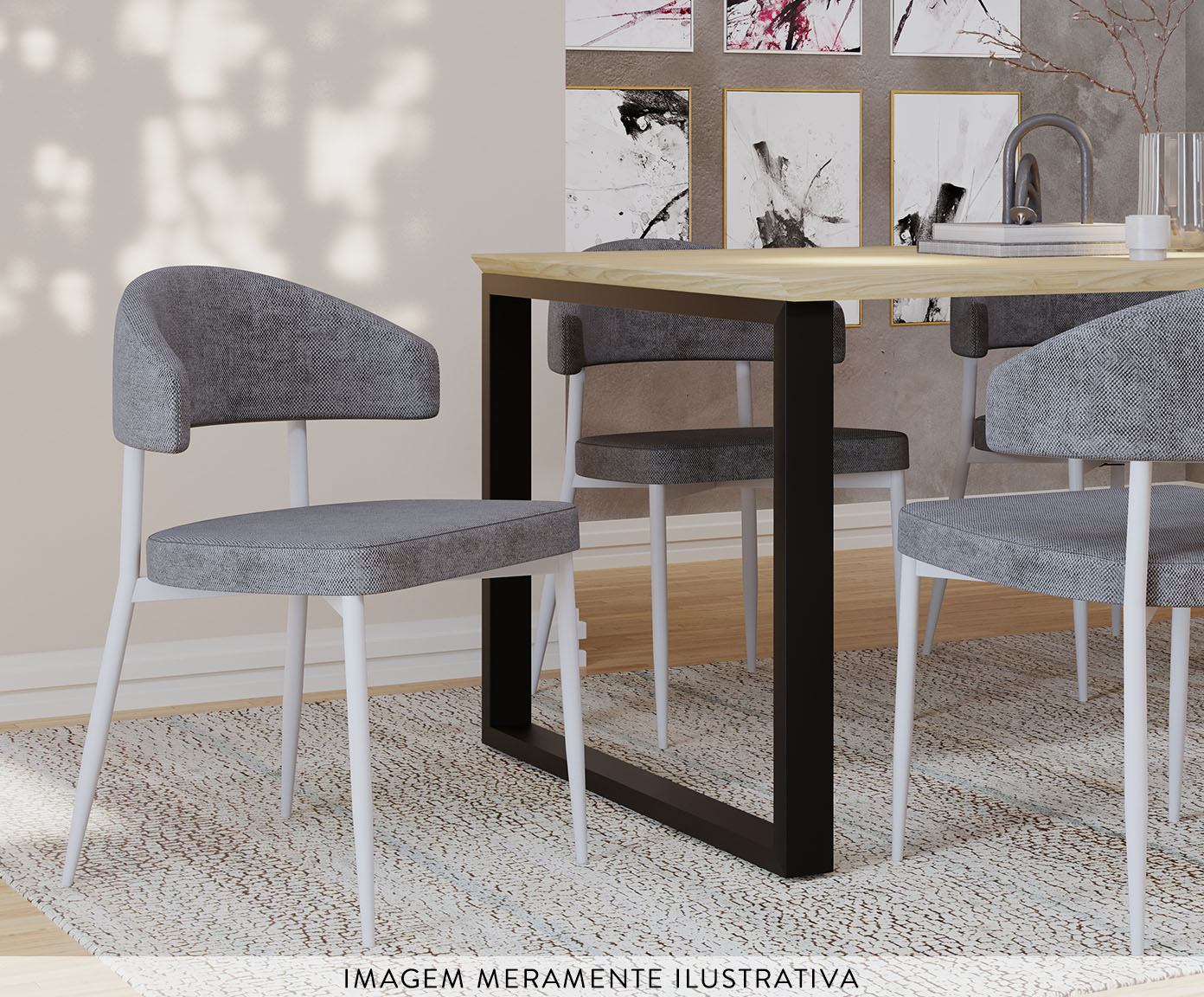 Cadeira Bless Fixa Lautrec Cinza e Branco Fosco image number 5