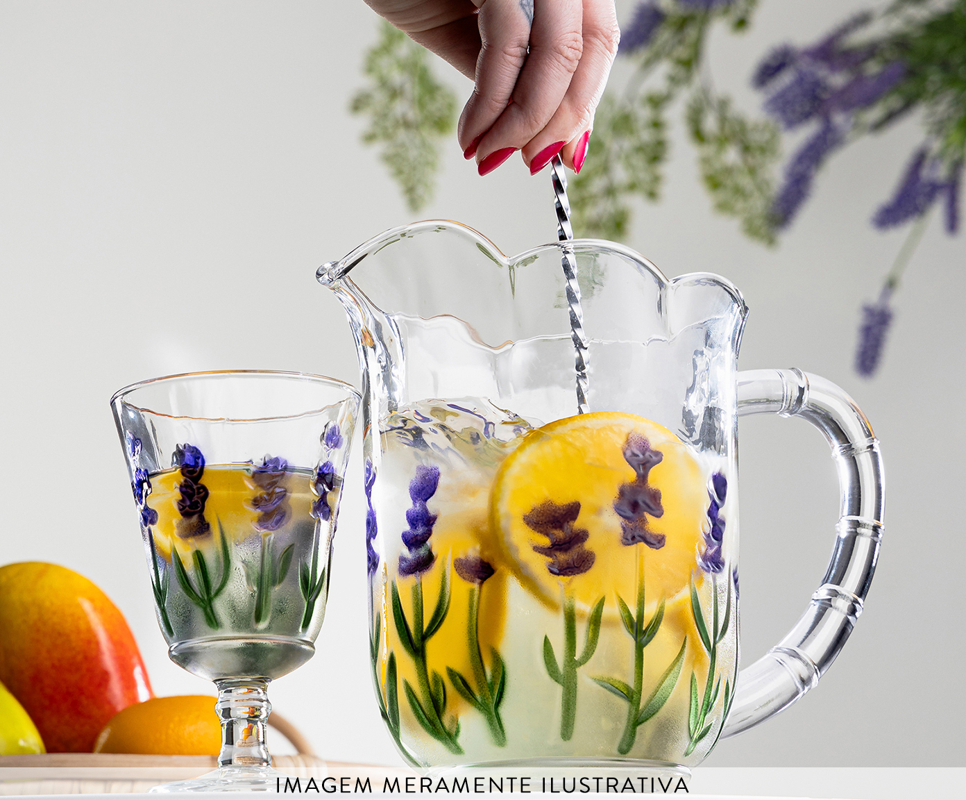 Ta&ccedil;a para &Aacute;gua Lavanda Hand Painting image number 2