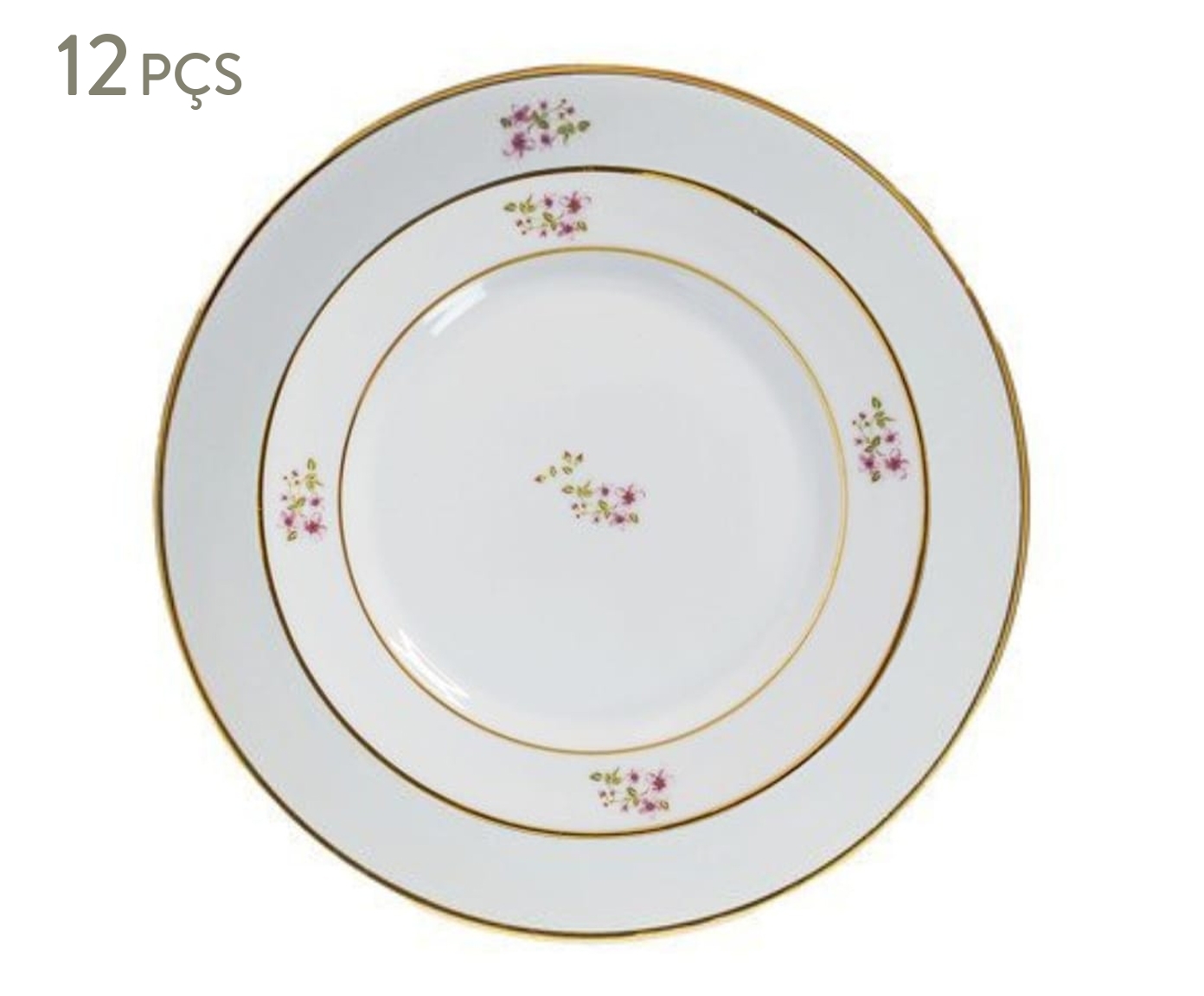 Jogo de Pratos em Porcelana com Filete Duplo em Ouro La Vie En Rose - image 0