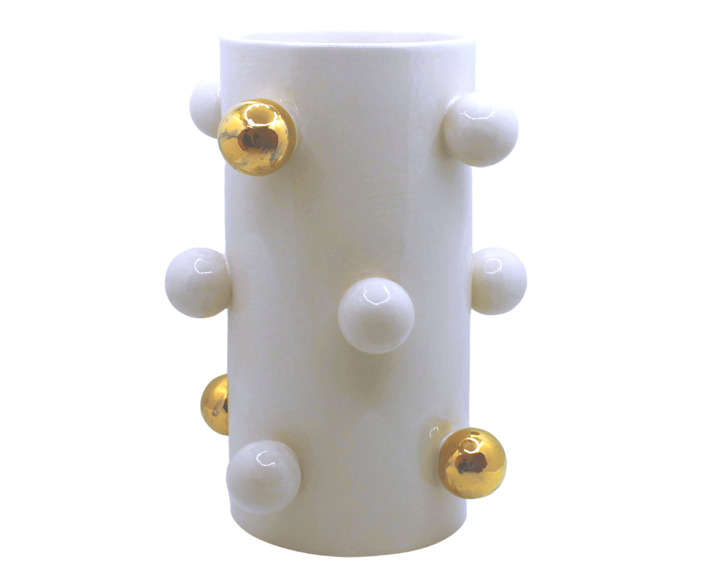 Vaso Sphere Off White com Dourado image number 0