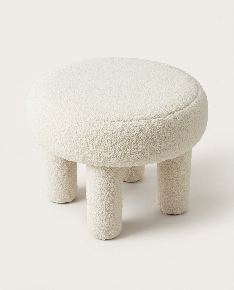 Puff Redondo Bold em Boucl&eacute; Off-White image number 2
