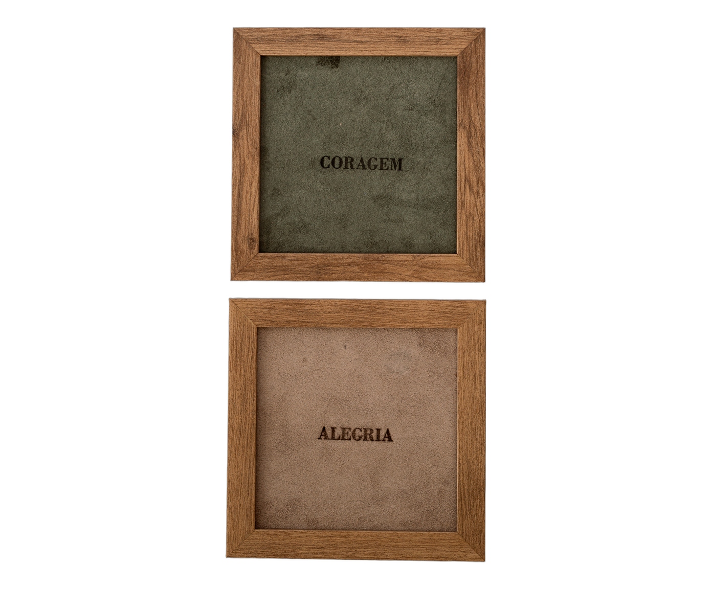 Jogo de Quadros "Alegria e Coragem" Verde e Fendi - image 1