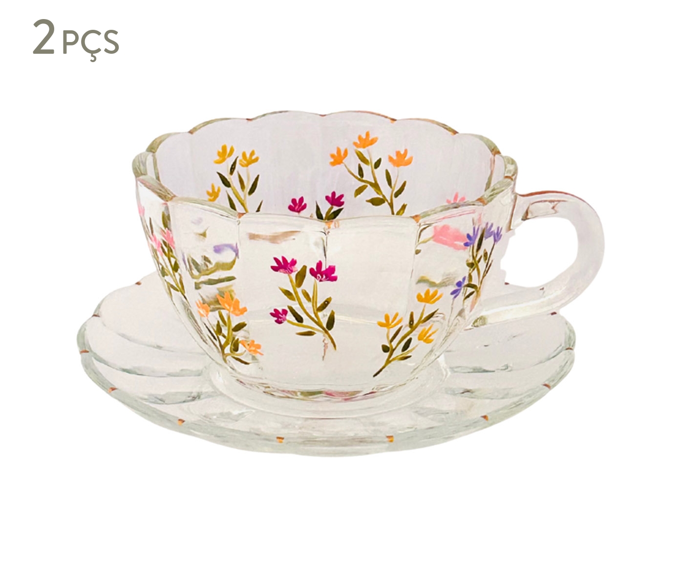 Jogo de X&iacute;caras para Ch&aacute; com Pires Wildflowers - 240ml - image 0