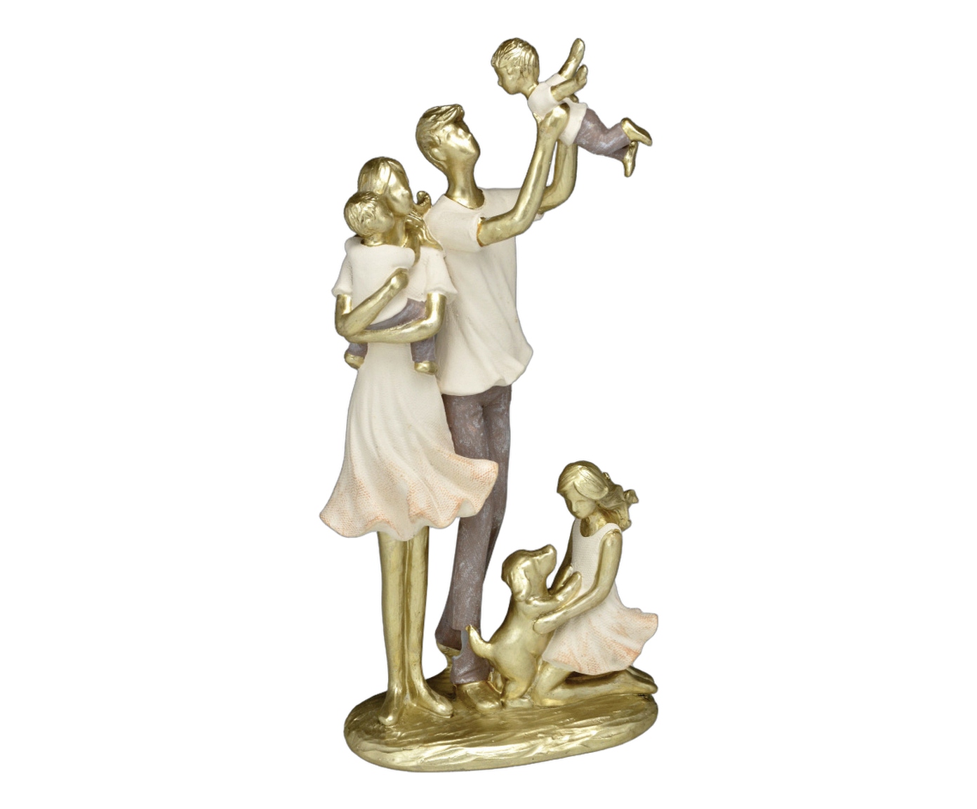 Fam&iacute;lia com Pet Decorativa Pleno Dourado e Off-white image number 0