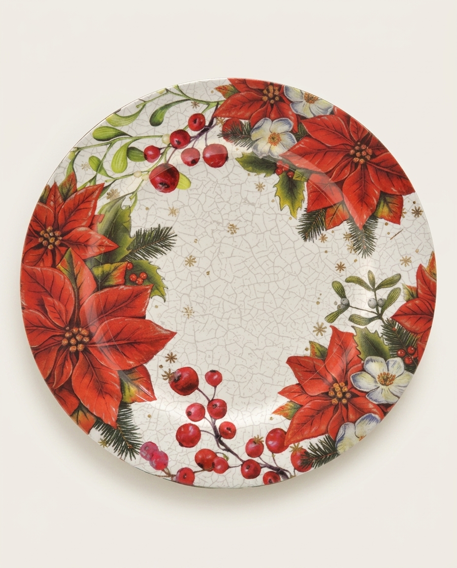 Sousplat Flores Natalinas Branco - image 0