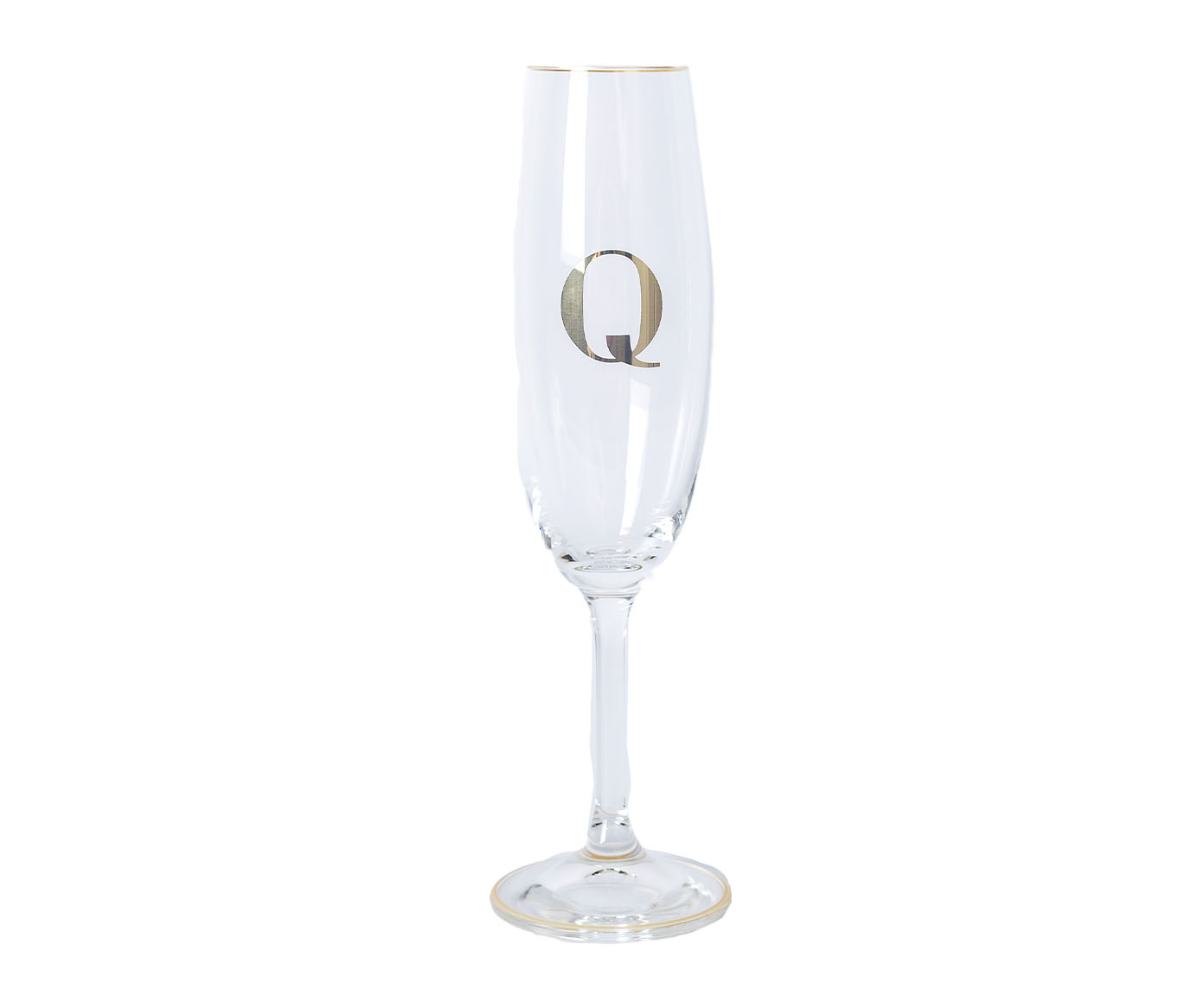 Ta&ccedil;a para Champagne em Cristal Inicial Gold Q image number 0