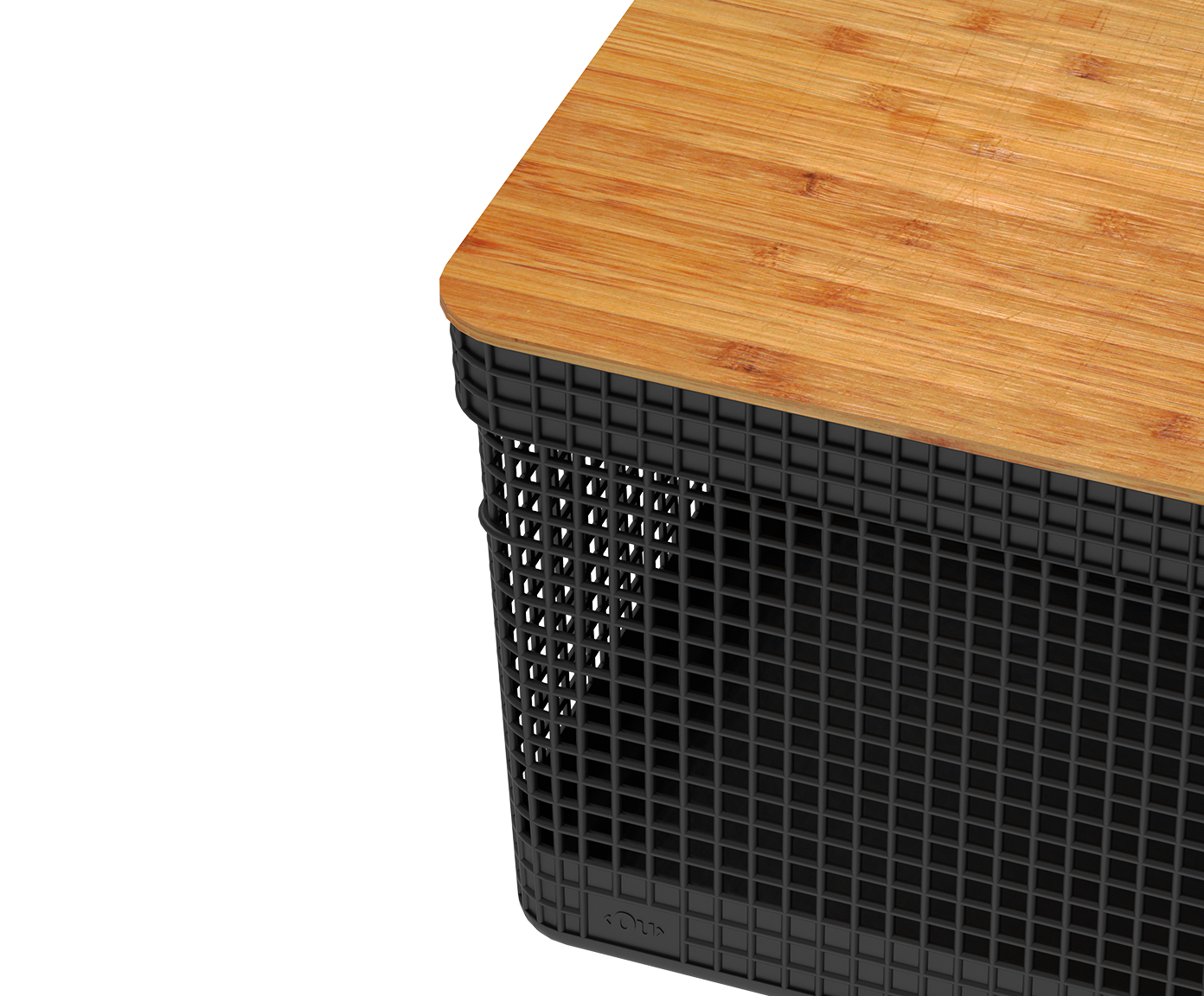 Cesto com Tampa em Bambu Grid Preto image number 3