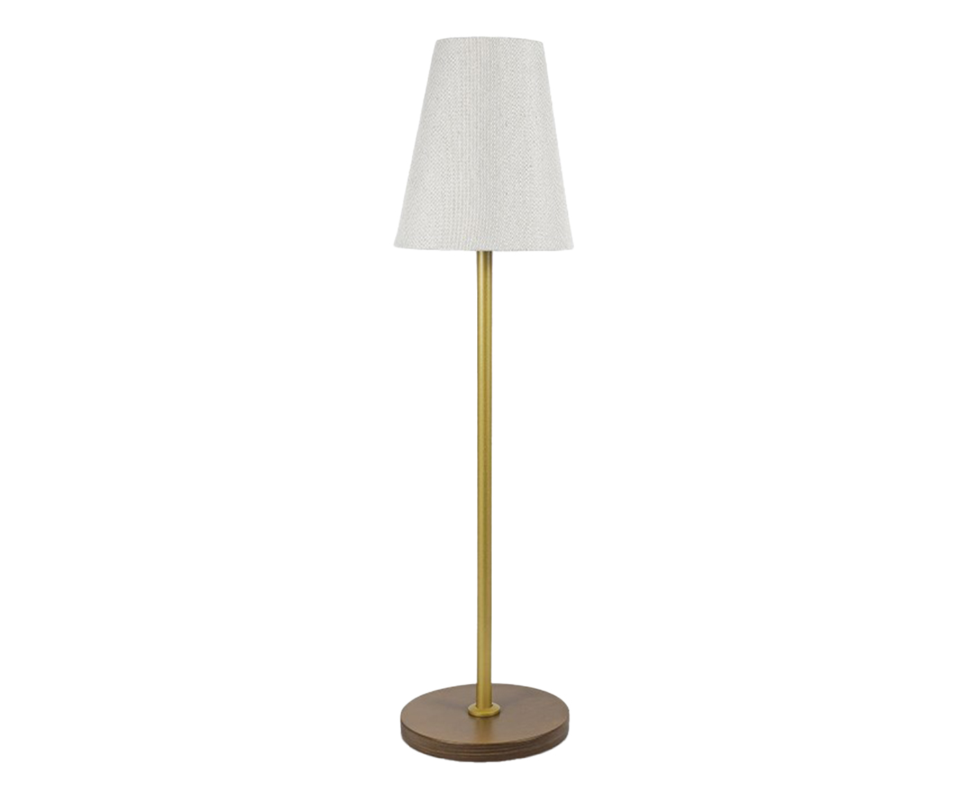 Abajur Imbuia com Haste Dourada e C&uacute;pula Cone R&uacute;stico Bivolt - image 0