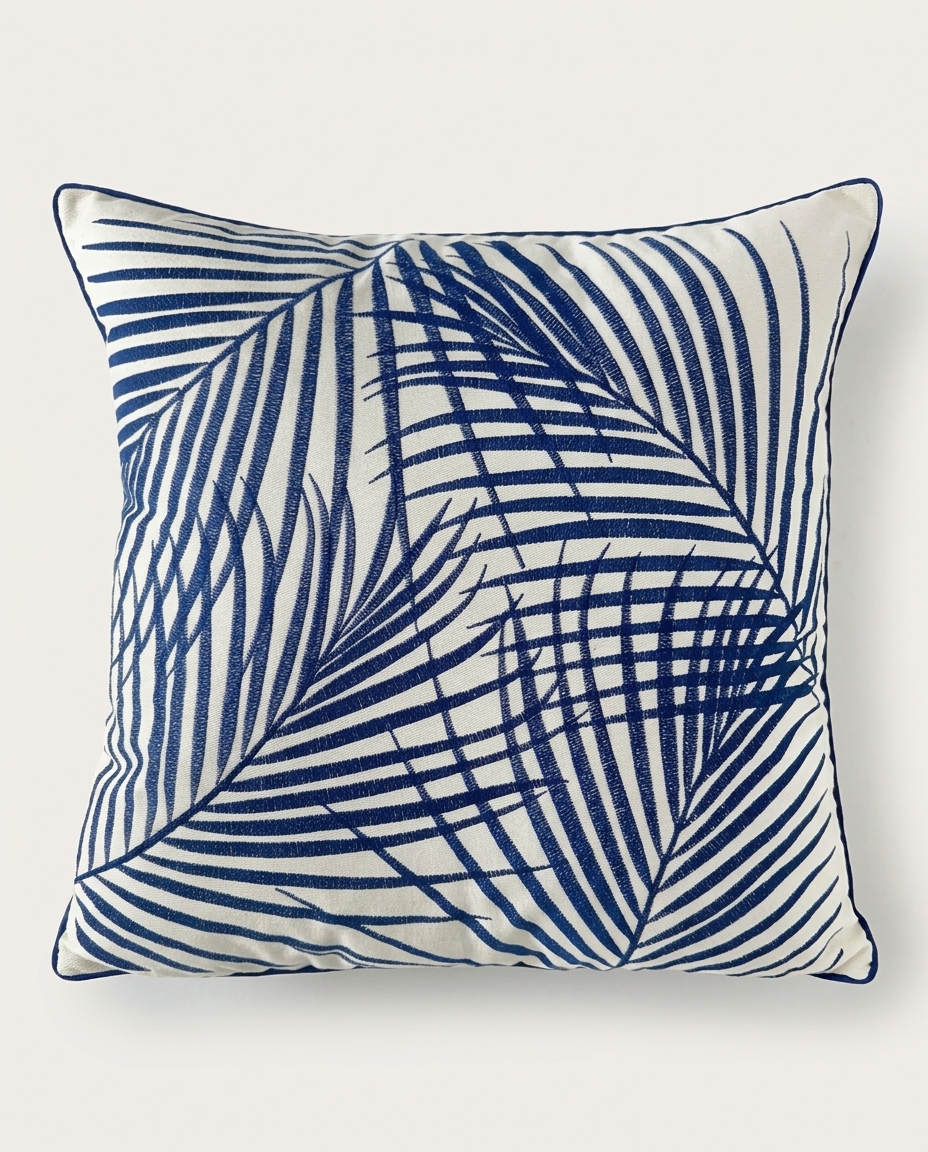 Almofada Sarja Folhagem Azul image number 3