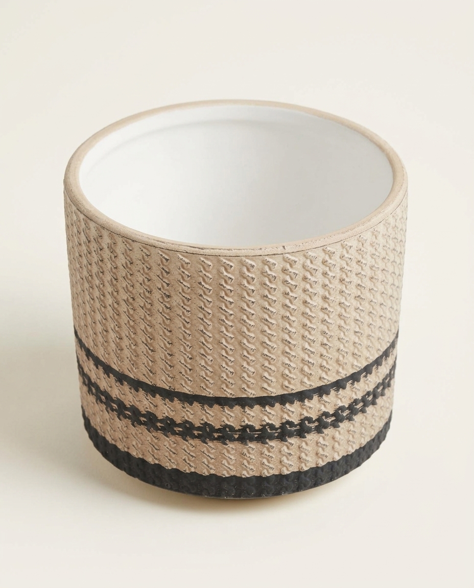 Cachepot Nancy Bege e Preto Pequeno image number 4