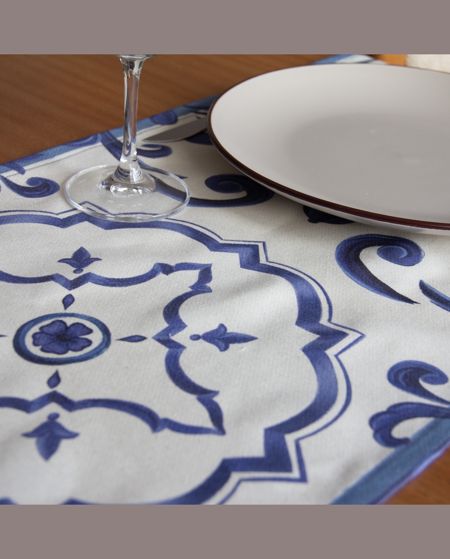 Trilho de Mesa Paix&atilde;o Mediterr&acirc;nea Cru e Azul image number 5