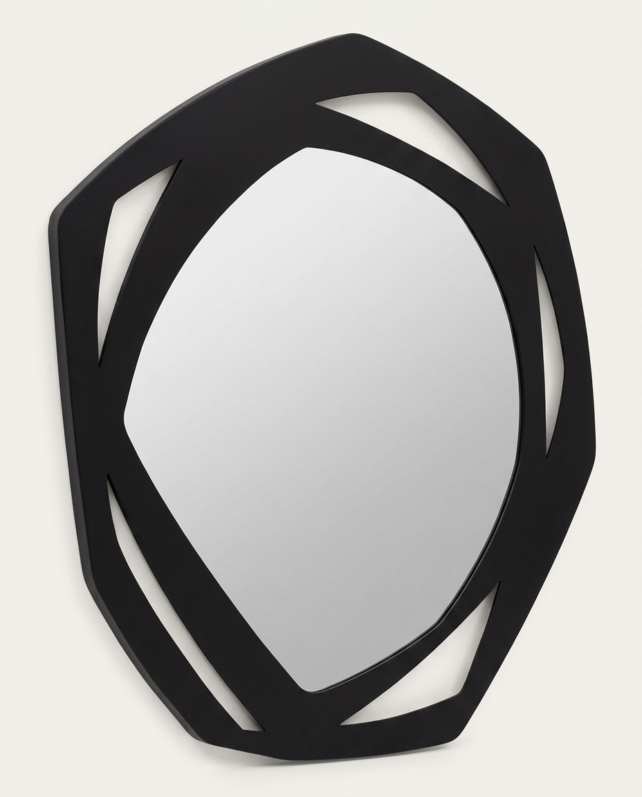 Espelho Oval Organic Maior com Moldura em Metal e Acabamento Liso Preto - image 1
