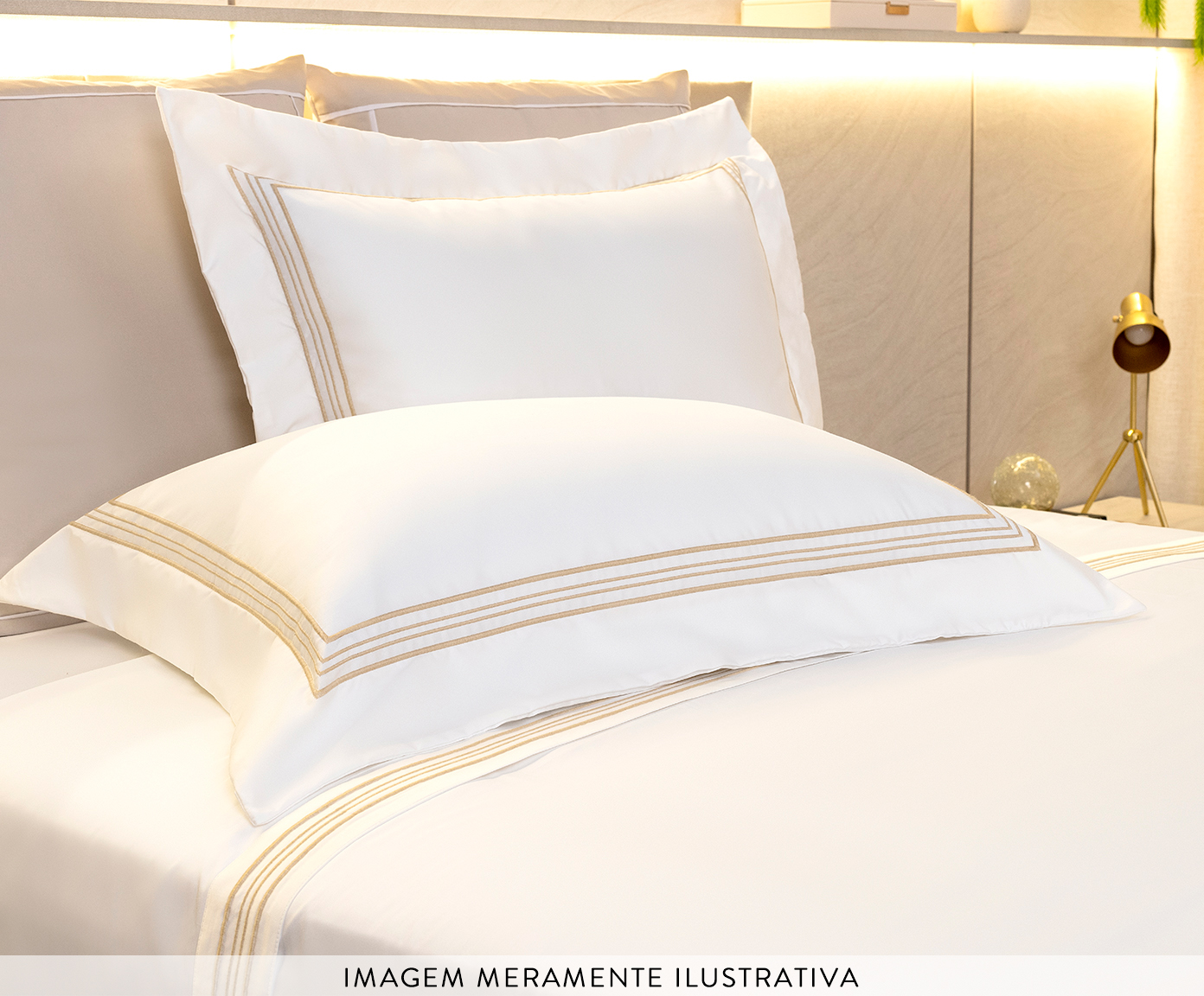 Jogo de cama Sofisticato - Branco/Bege - image 1