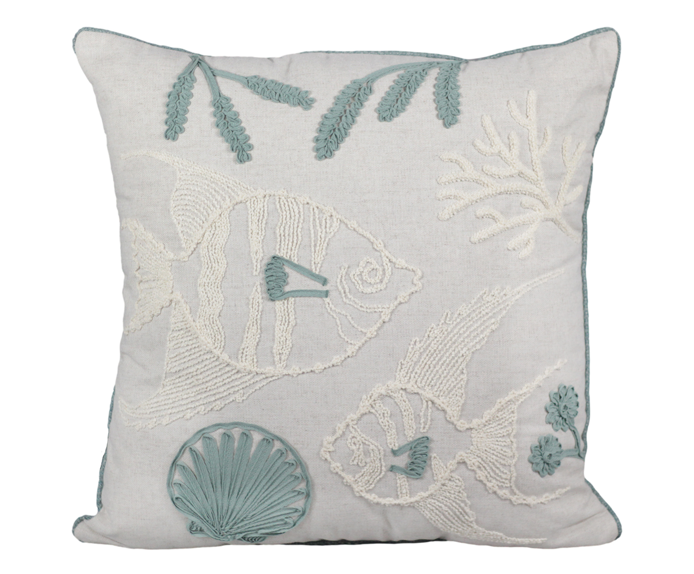 Almofada Linho Cru e Boucle Peixe Tiffany - image 0