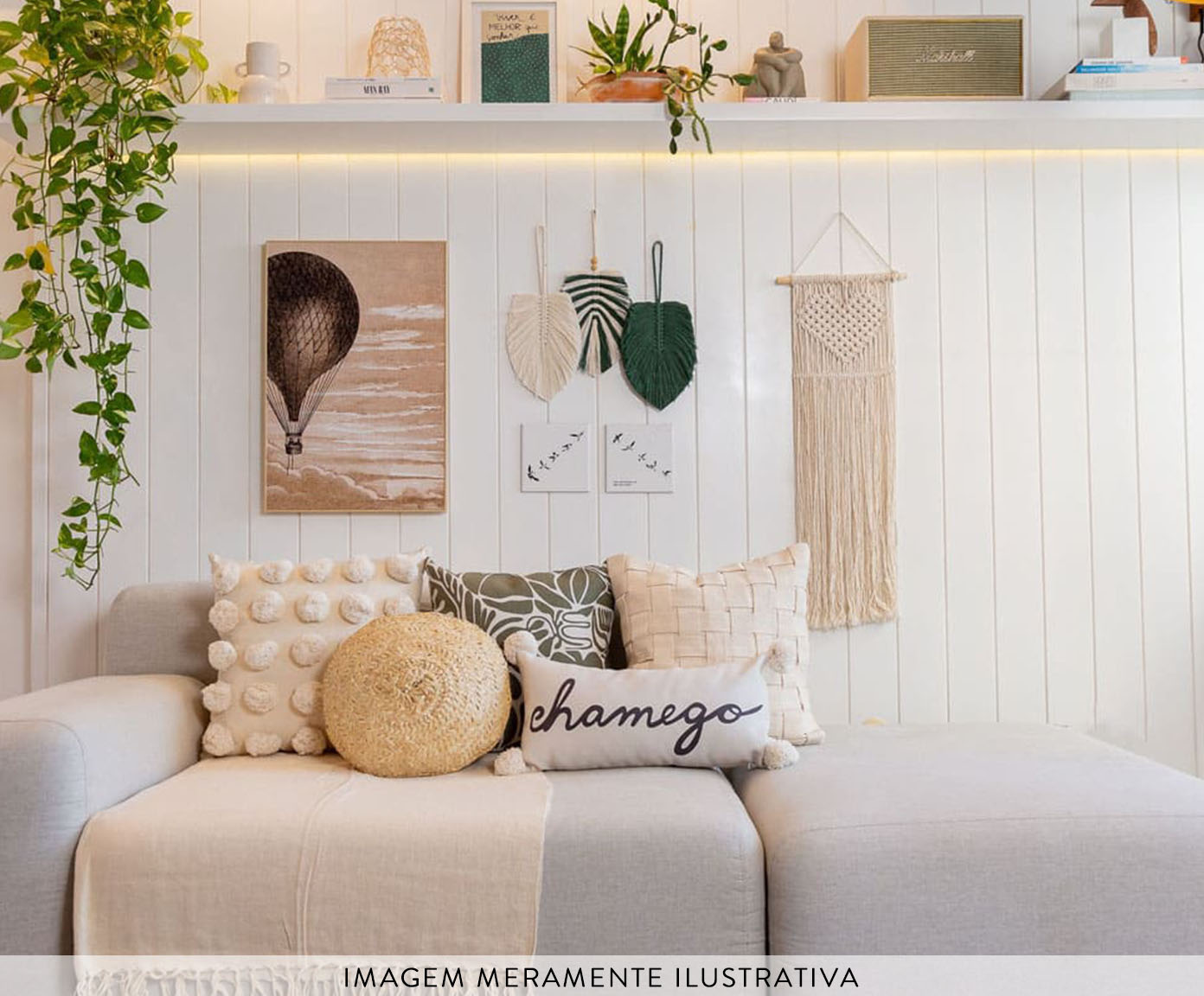 Macram&ecirc; Decorativo de Folha Verde e Branco image number 1