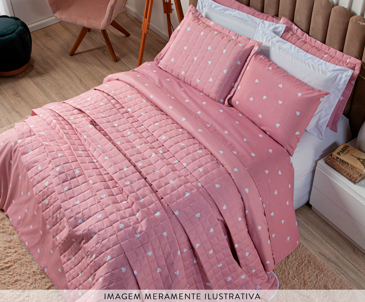 Capa de Edredom Duvet Essencialle Cora&ccedil;&otilde;es Branco image number 4
