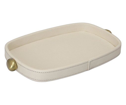 Bandeja Decorativa Varnis Dourado e Off-white image number 0