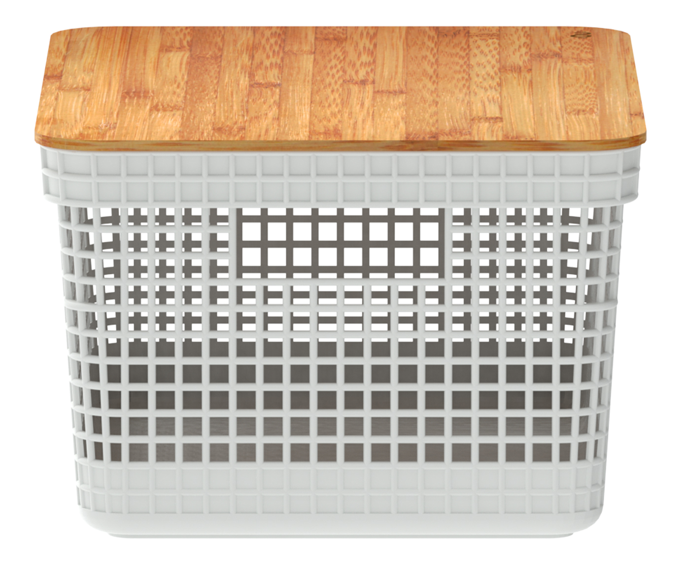 Cesto com Tampa em Bambu Grid Branco image number 2