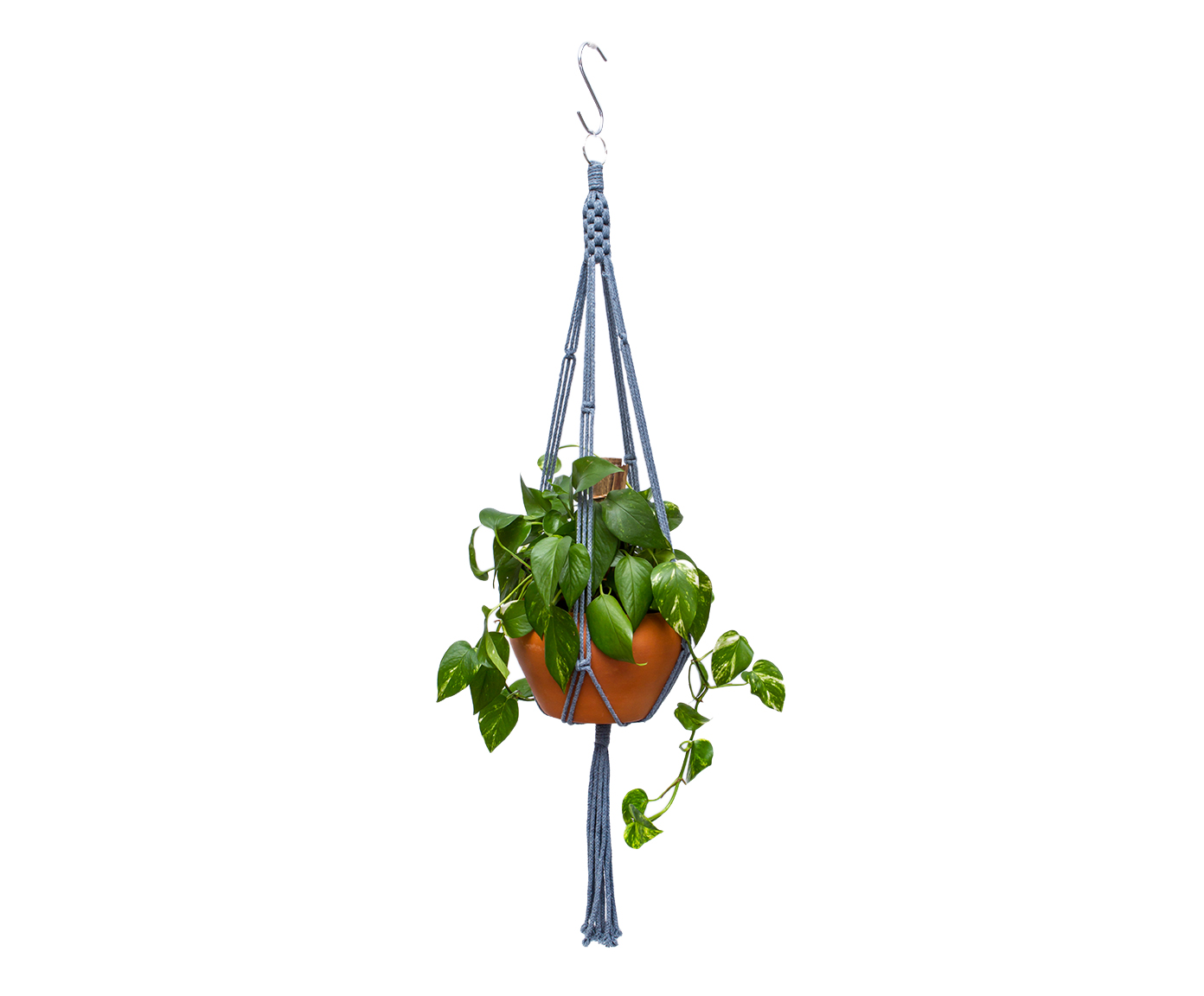 Hanger em Macram&ecirc; Cube Cinza - image 0