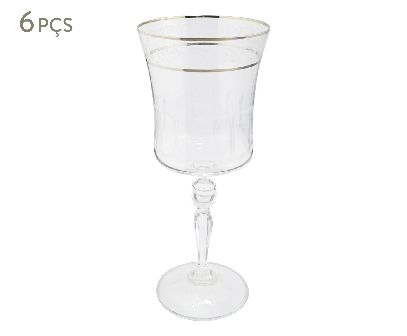 Jogo de Ta&ccedil;as para &Aacute;gua em Cristal Grace Platinum Rim - image 0