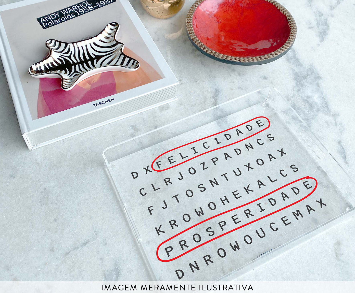 Bandeja Ca&ccedil;a Palavras Felicidade e Prosperidade - image 1