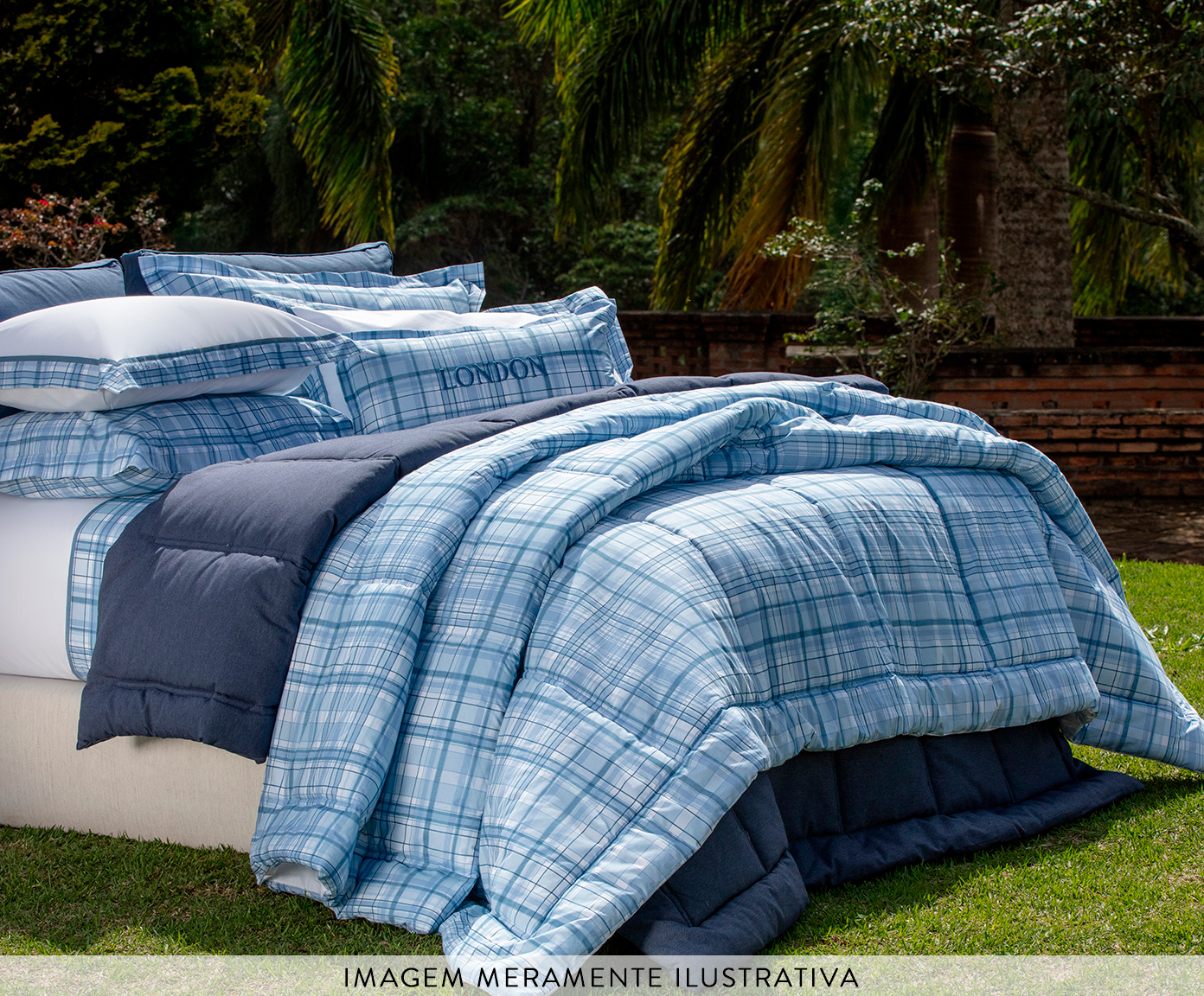 Jogo de Edredom Summer Comforter Xadrez London Azul image number 2