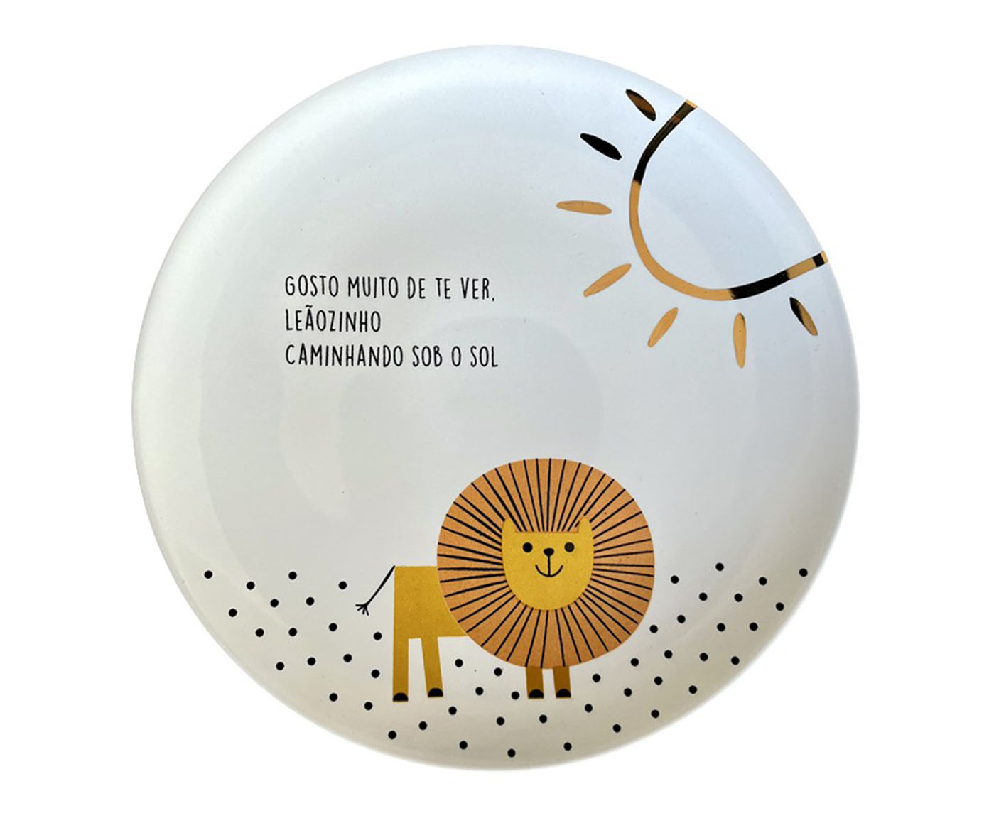 Prato Decorativo em Porcelana Le&atilde;ozinho Branco image number 0