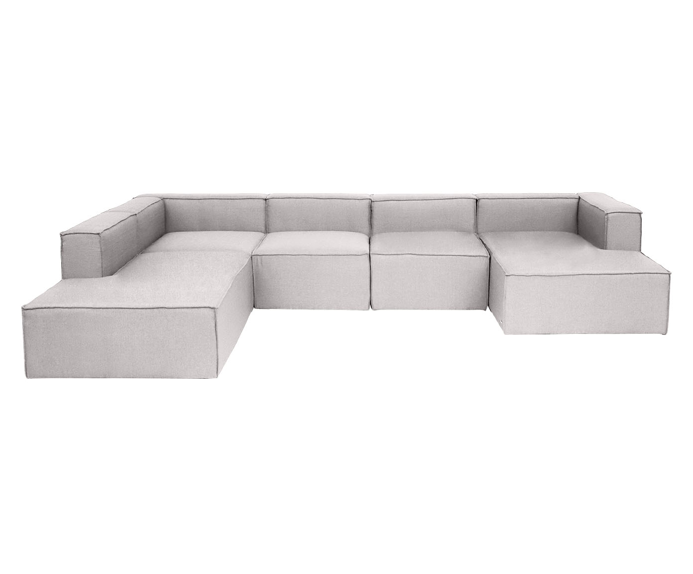 Sof&aacute; 5 M&oacute;dulos Chaise e Encosto Parcial Direito Mensa Cinza Claro - image 0