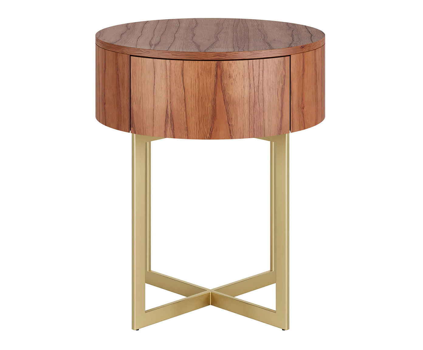 Mesa de Cabeceira Redonda Pecci Castanho e Dourado - image 0
