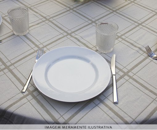 Toalha de Mesa Off White e Cinza Redonda image number 1