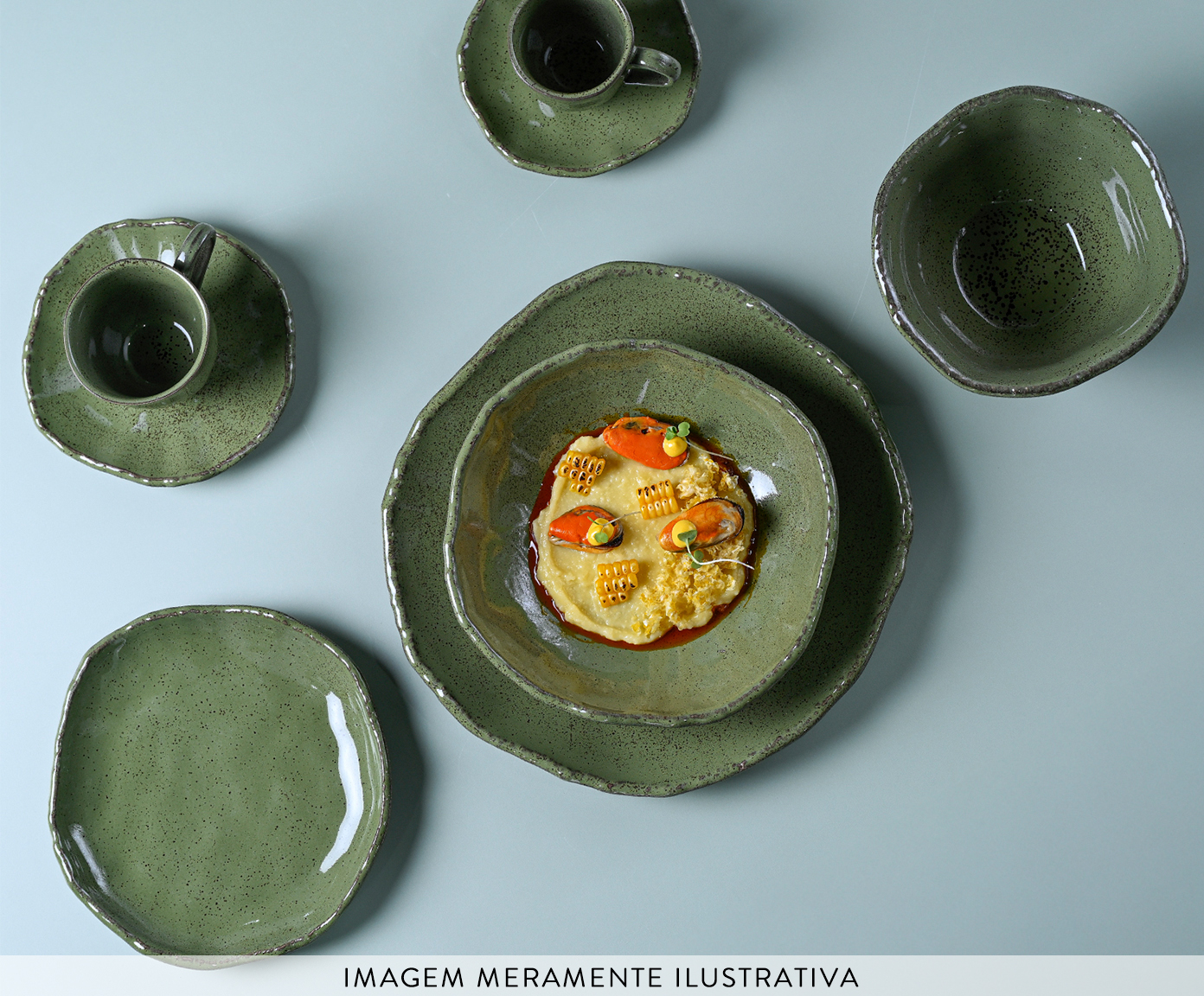 Jogo de Pratos Fundo Org&acirc;nico Eco Stone Jade Verde image number 2