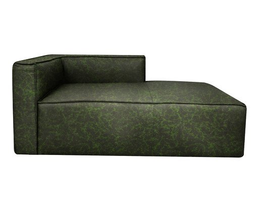 Sof&aacute; M&oacute;dulo Chaise Mensa em Couro Verde image number 2