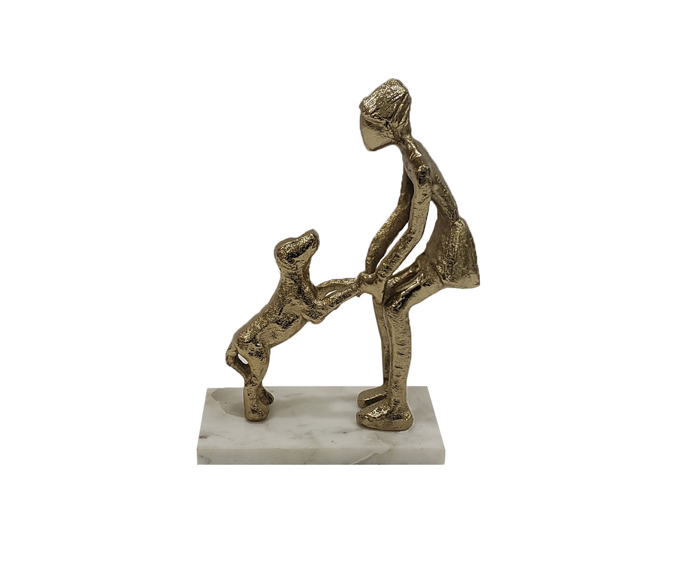 Escultura com Base em M&aacute;rmore Pet Family - Dourado image number 0