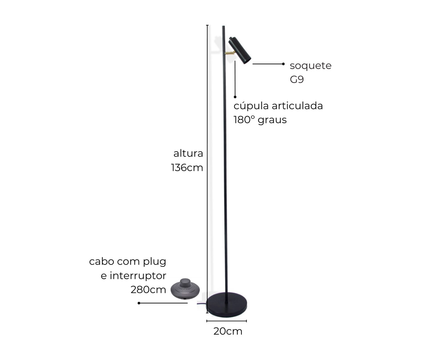 Lumin&aacute;ria de Piso Sofhie Preta image number 4