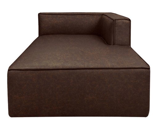 Sof&aacute; M&oacute;dulo Chaise Mensa em Couro Marrom - image 0