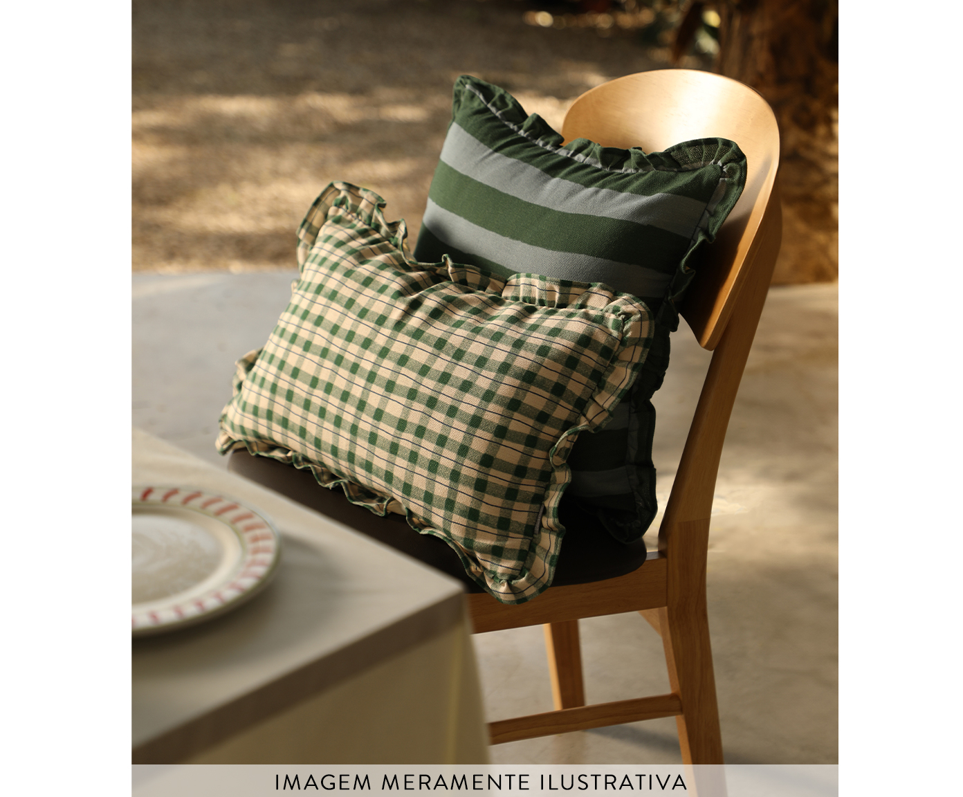 Capa de Almofada Babados Quadretti Verde - image 1