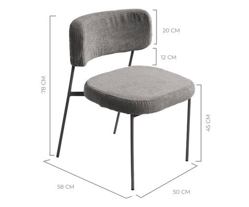 Jogo de Mesa de Jantar Org&acirc;nica Preta Slim Boucl&eacute; Cinza image number 7