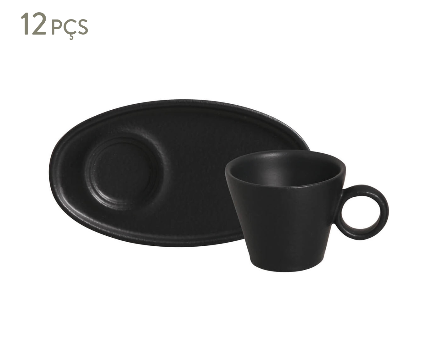 Jogo de X&iacute;caras para Caf&eacute; Neo Oval Preto Matte - image 0