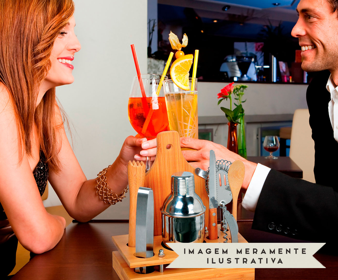 Jogo para Bar em Bambu e Inox Cool - Natural e Prata image number 7