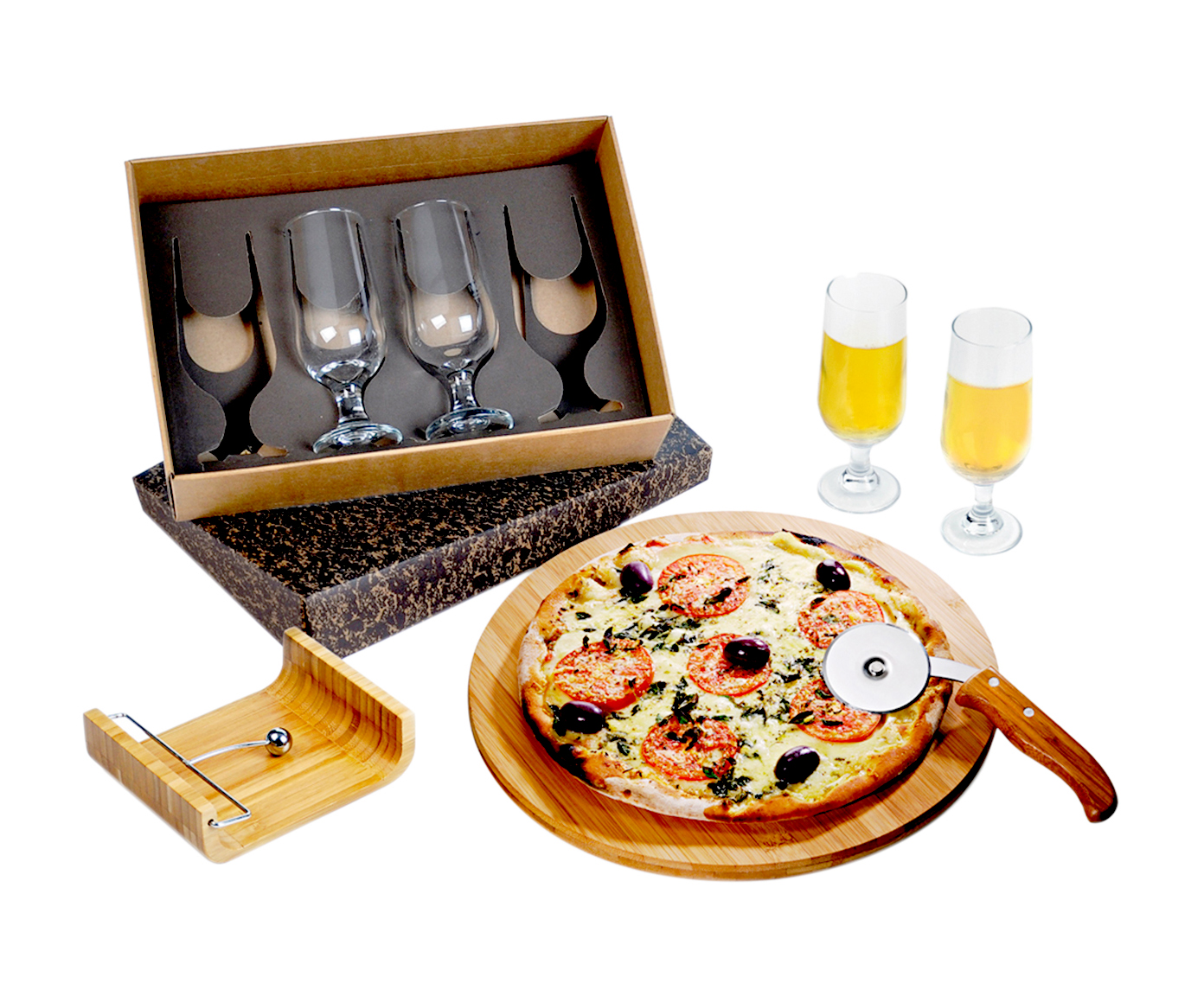 Jogo de Utens&iacute;lios para Pizza em Inox E Bambu Bali image number 0