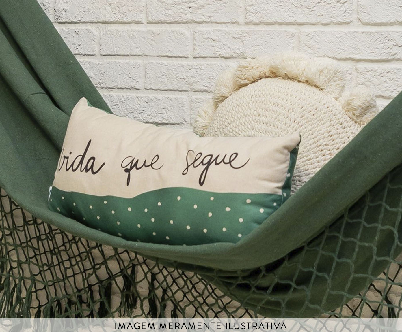 Almofada Baguete Vida Que Segue Verde e Bege image number 1