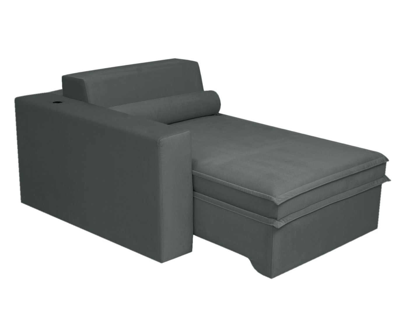 Sof&aacute; Retr&aacute;til Pasha em Veludo com USB - Cinza Escuro image number 20