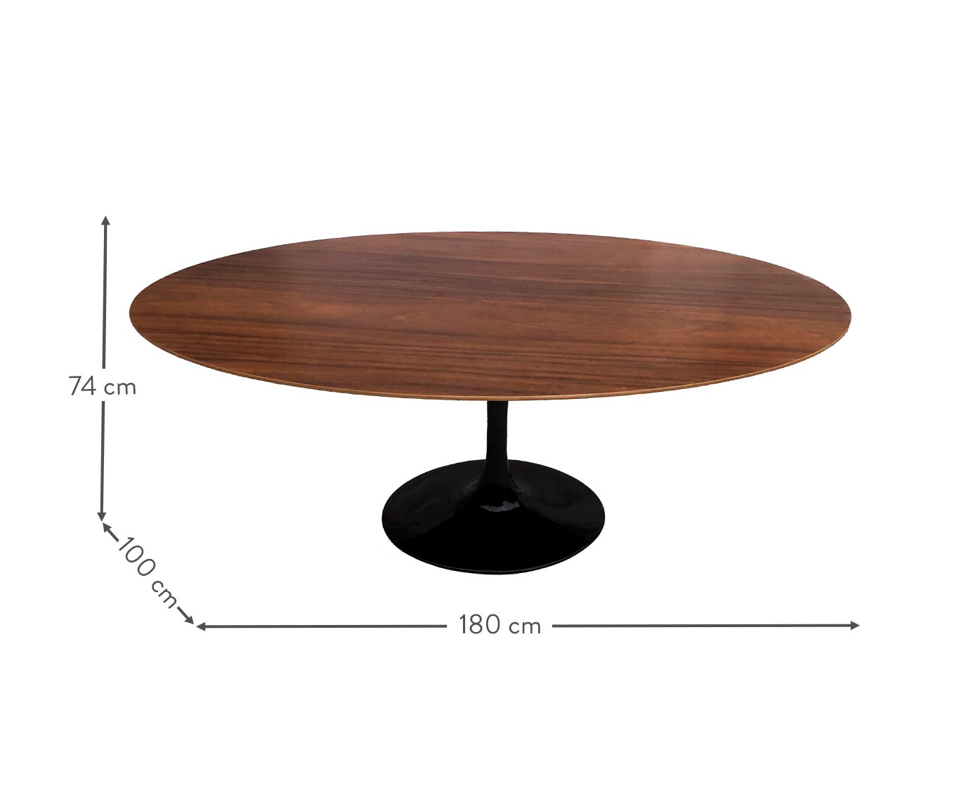 Mesa Saarinen Oval Imbuia Base Preta image number 2