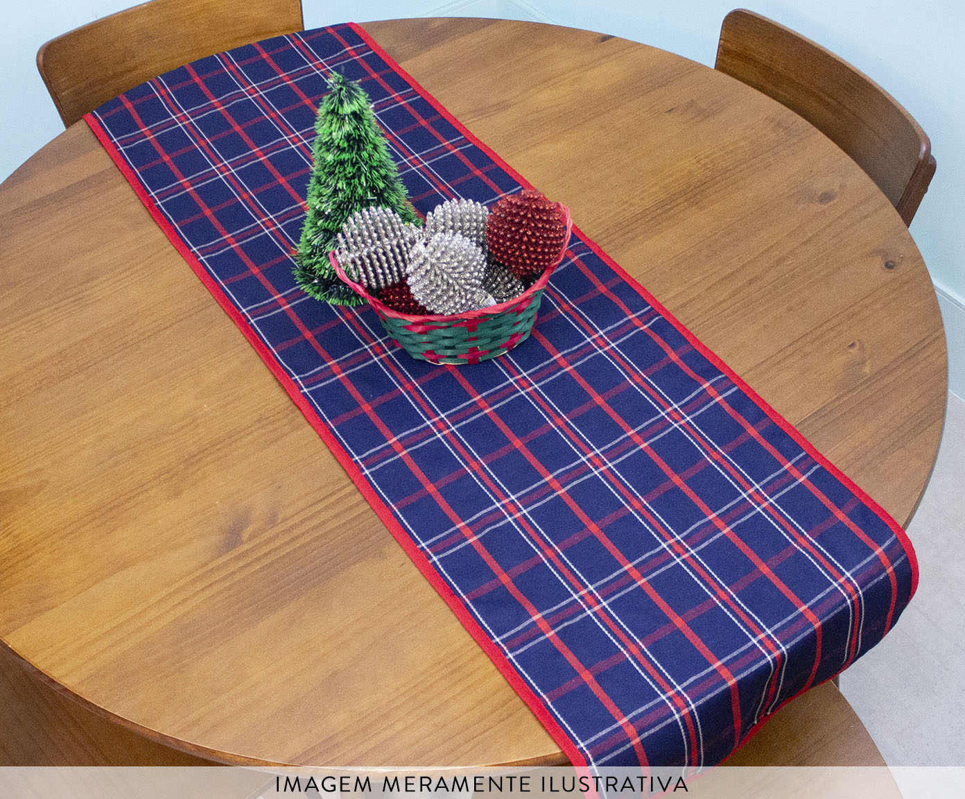Trilho de Mesa Xadrez Azul e Vermelho image number 1