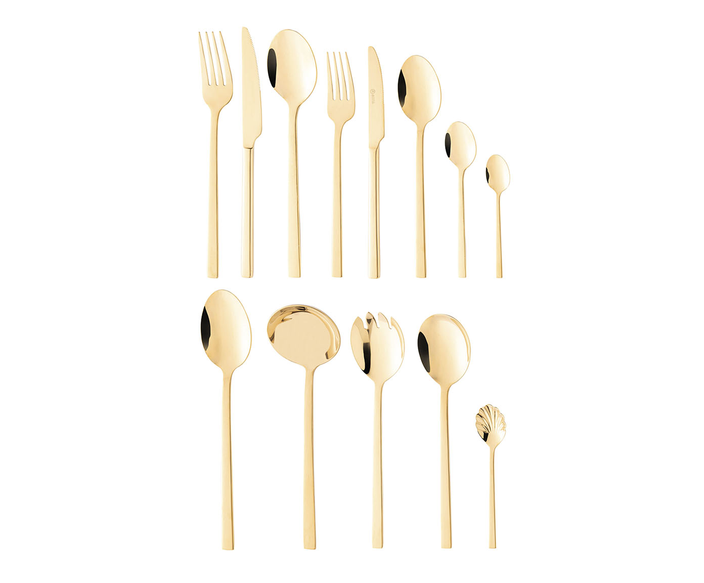 Faqueiro Firenze com Caixa Litografada em A&ccedil;o Inox Dourado - image 1