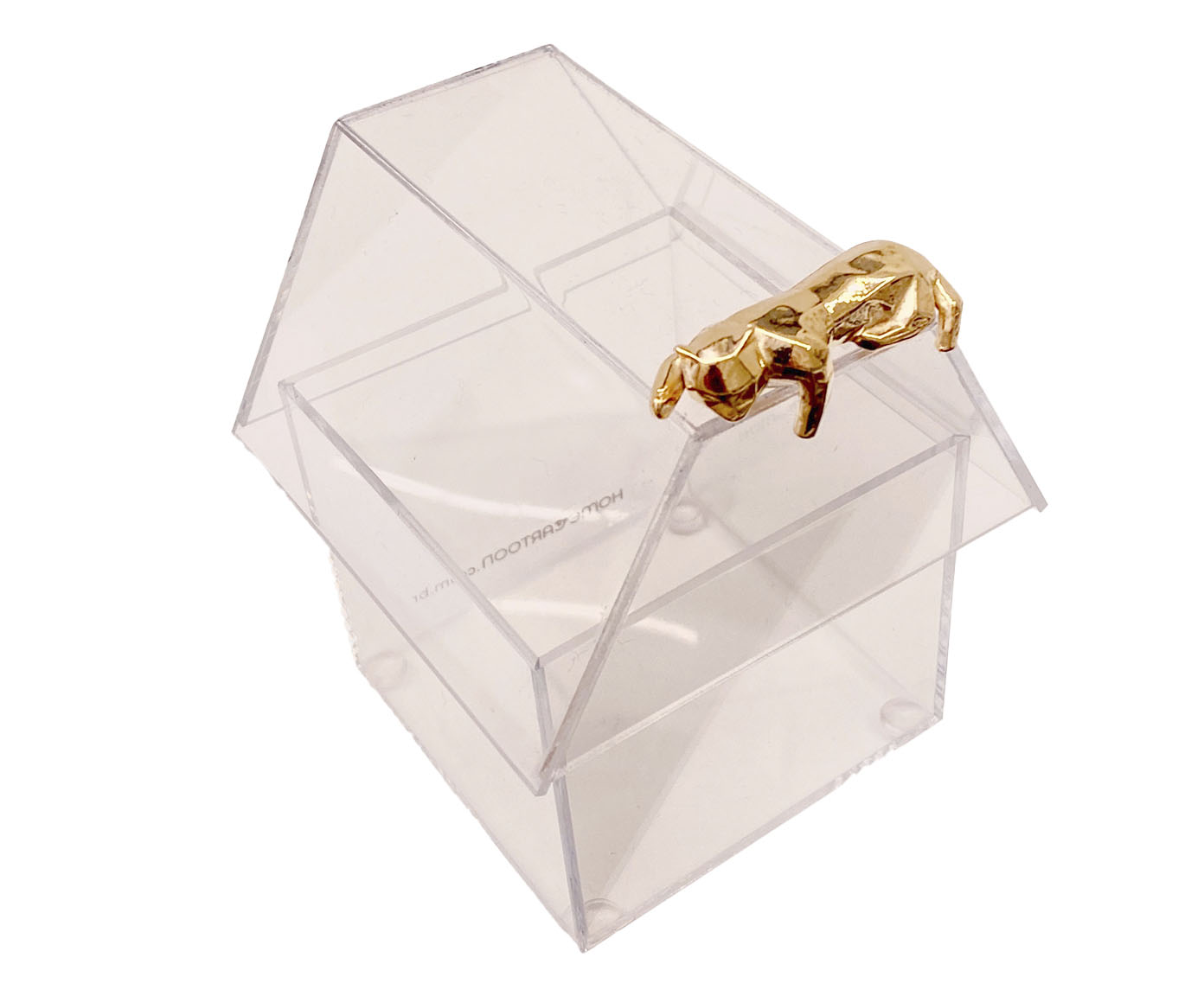 Adorno Caixa Casinha Gato Gold - image 0