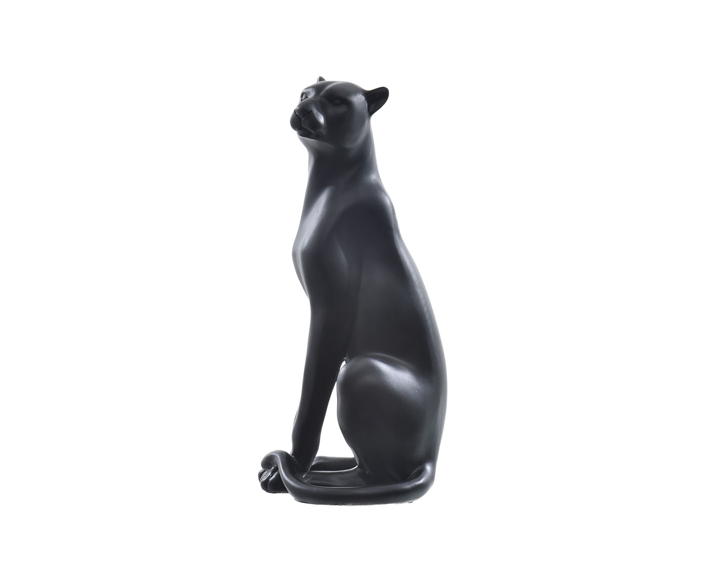 Escultura Leopardo Sentado Preto image number 0