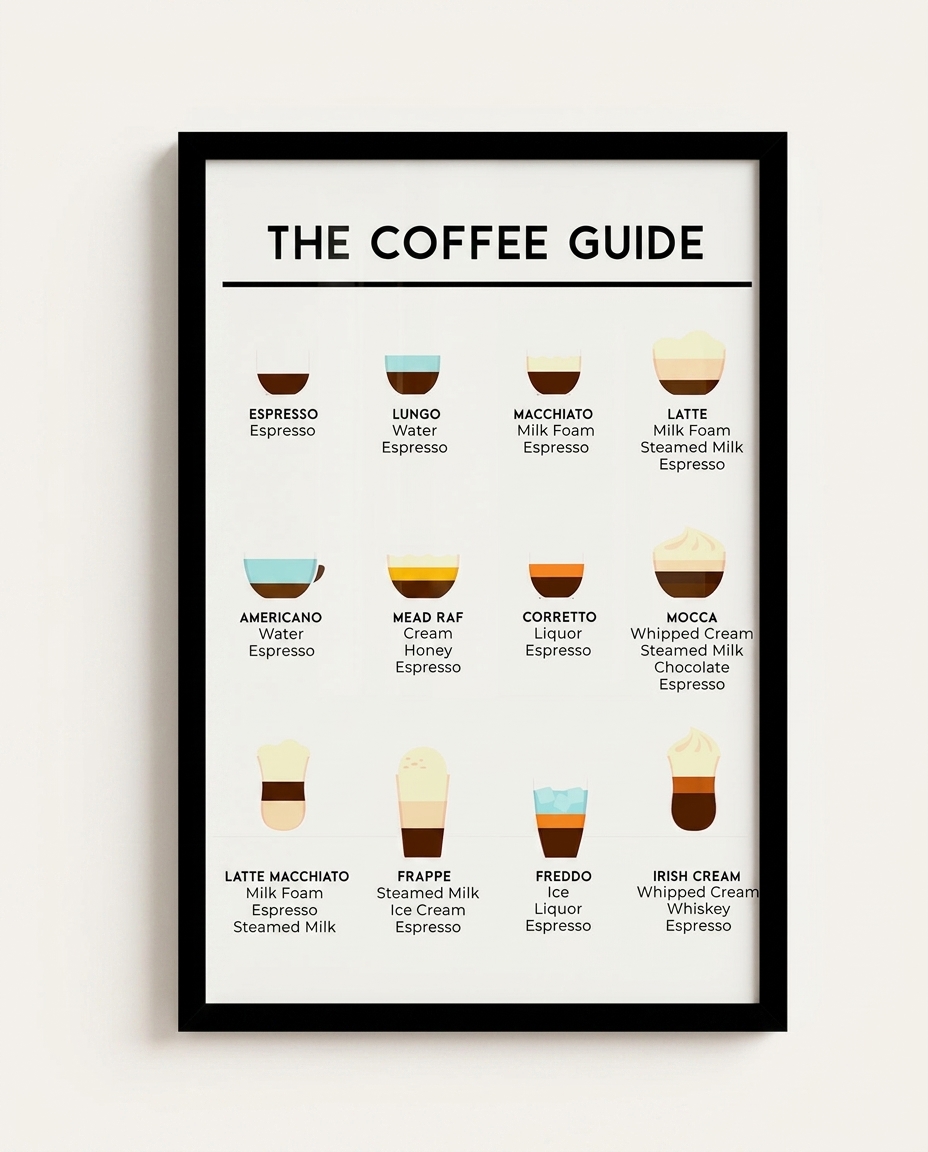 Quadro The Coffee Guide com Moldura Preta - image 0