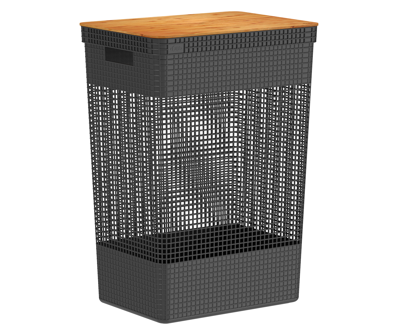 Cesto de Roupas com Tampa em Bambu Grid Preto - image 1