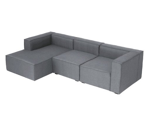 Sof&aacute; 3 M&oacute;dulos Chaise Mensa Cinza Escuro image number 3